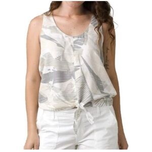 prAna McKenzie Neutral Tie Front Tank Top Bone Paloma Size XL NWT